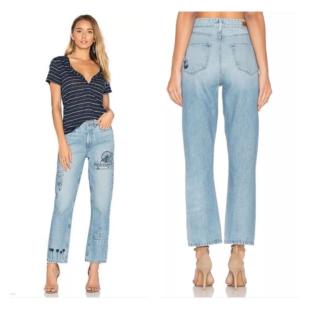 PAIGE Denim Sarah High Rise Straight Crop Briezy L Jeans, Sz 31